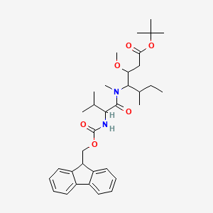 molecular formula C34H48N2O6 B15198141 tert-butyl 4-[[2-(9H-fluoren-9-ylmethoxycarbonylamino)-3-methylbutanoyl]-methylamino]-3-methoxy-5-methylheptanoate 