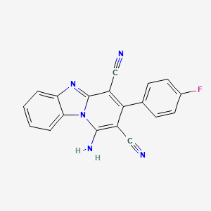 molecular formula C19H10FN5 B15198202 1-Amino-3-(4-fluoro-phenyl)-benzo[4,5]imidazo[1,2-a]pyridine-2,4-dicarbonitrile 