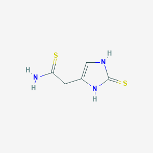 molecular formula C5H7N3S2 B15198539 2-(2-Thioxo-2,3-dihydro-1H-imidazol-4-yl)ethanethioamide 