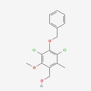 molecular formula C16H16Cl2O3 B15198568 (4-(Benzyloxy)-3,5-dichloro-2-methoxy-6-methylphenyl)methanol 