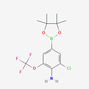 molecular formula C13H16BClF3NO3 B15198602 2-Chloro-4-(4,4,5,5-tetramethyl-1,3,2-dioxaborolan-2-yl)-6-(trifluoromethoxy)aniline 