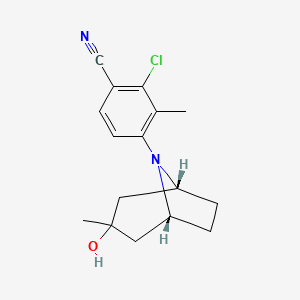 molecular formula C16H19ClN2O B15198699 2-chloro-4-[(1R,5R)-3-hydroxy-3-methyl-8-azabicyclo[3.2.1]octan-8-yl]-3-methylbenzonitrile 