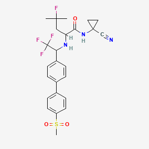 molecular formula C25H27F4N3O3S B15198734 N-(1-cyanocyclopropyl)-4-fluoro-4-methyl-2-[[2,2,2-trifluoro-1-[4-(4-methylsulfonylphenyl)phenyl]ethyl]amino]pentanamide 