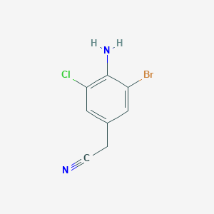 molecular formula C8H6BrClN2 B15198798 2-(4-Amino-3-bromo-5-chlorophenyl)acetonitrile 