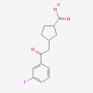 molecular formula C14H15IO3 B15198814 cis-3-[2-(3-Iodophenyl)-2-oxoethyl]-cyclopentane-1-carboxylic acid 