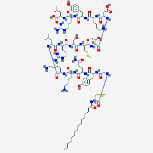 molecular formula C104H178N26O25S2 B15198852 palmitoyl-DL-Met-Gly-DL-Tyr-DL-Gln-DL-Lys-DL-Lys-DL-Leu-DL-Arg-DL-Ser-DL-Met-DL-xiThr-DL-Asp-DL-Lys-DL-Tyr-DL-Arg-DL-Leu-OH 