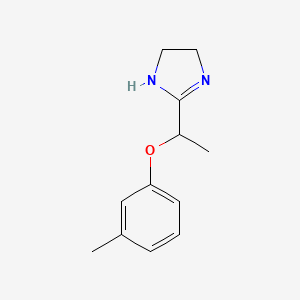 molecular formula C12H16N2O B15198865 2-(1-(m-Tolyloxy)ethyl)-4,5-dihydro-1H-imidazole 