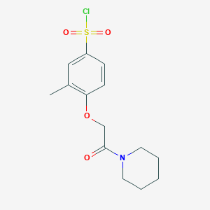 molecular formula C14H18ClNO4S B15199004 3-Methyl-4-(2-oxo-2-(piperidin-1-yl)ethoxy)benzenesulfonyl chloride 