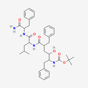 molecular formula C39H52N4O6 B15199123 tert-butyl N-[6-[[1-[(1-amino-1-oxo-3-phenylpropan-2-yl)amino]-4-methyl-1-oxopentan-2-yl]amino]-5-benzyl-3-hydroxy-6-oxo-1-phenylhexan-2-yl]carbamate 