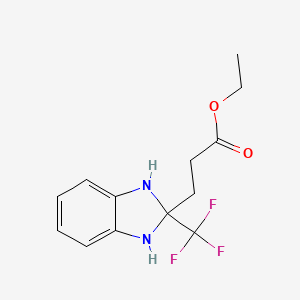 molecular formula C13H15F3N2O2 B15199131 Ethyl 3-(2-(trifluoromethyl)-2,3-dihydro-1H-benzo[d]imidazol-2-yl)propanoate 