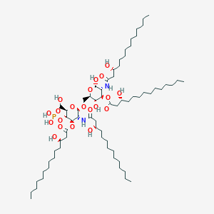 molecular formula C68H129N2O20P B15199134 (R)-(2R,3R,4R,5S,6R)-2-(((2R,3S,4R,5R,6S)-3,6-Dihydroxy-5-((R)-3-hydroxytetradecanamido)-4-(((R)-3-hydroxytetradecanoyl)oxy)tetrahydro-2H-pyran-2-yl)methoxy)-6-(hydroxymethyl)-3-((R)-3-hydroxytetradecanamido)-5-(phosphonooxy)tetrahydro-2H-pyran-4-yl 3-hydroxytetradecanoate 