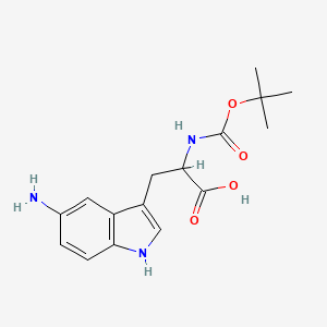 molecular formula C16H21N3O4 B15199218 3-(5-Amino-1H-indol-3-yl)-2-((tert-butoxycarbonyl)amino)propanoic acid 