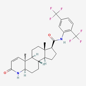 molecular formula C27H30F6N2O2 B15199235 (1S,3aS,3bS,5aR,9aS,9bS,11aS)-N-[2,5-bis(trifluoromethyl)phenyl]-9a,11a-dimethyl-7-oxo-1,2,3,3a,3b,4,5,5a,6,9b,10,11-dodecahydroindeno[5,4-f]quinoline-1-carboxamide 