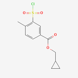 molecular formula C12H13ClO4S B15199249 Cyclopropylmethyl 3-(chlorosulfonyl)-4-methylbenzoate 