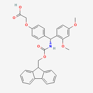 molecular formula C32H29NO7 B15199350 (R)-2-(4-(((((9H-Fluoren-9-yl)methoxy)carbonyl)amino)(2,4-dimethoxyphenyl)methyl)phenoxy)acetic acid 