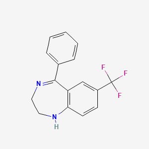 molecular formula C16H13F3N2 B15199582 2,3-Dihydro-5-phenyl-7-(trifluoromethyl)-1H-1,4-benzodiazepine CAS No. 2890-28-0