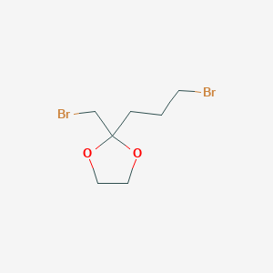 molecular formula C7H12Br2O2 B15199654 2-(Bromomethyl)-2-(3-bromopropyl)-1,3-dioxolane 