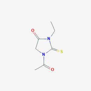 molecular formula C7H10N2O2S B15199764 1-Acetyl-3-ethyl-2-thioxoimidazolidin-4-one 