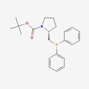 molecular formula C22H28NO2P B15199846 tert-Butyl (R)-2-((diphenylphosphanyl)methyl)pyrrolidine-1-carboxylate 