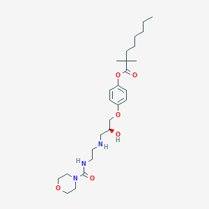 (S)-4-(2-Hydroxy-3-((2-(morpholine-4-carboxamido)ethyl)amino)propoxy)phenyl 2,2-dimethyloctanoate