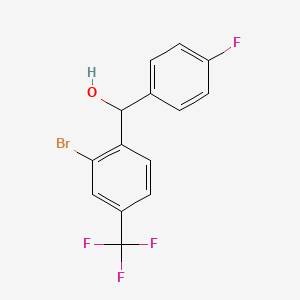 molecular formula C14H9BrF4O B15199953 2-Bromo-4'-fluoro-4-(trifluoromethyl)benzhydryl alcohol CAS No. 85118-21-4