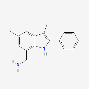 molecular formula C17H18N2 B15199965 C-(3,5-Dimethyl-2-phenyl-1H-indol-7-yl)-methylamine 