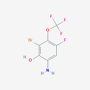 molecular formula C7H4BrF4NO2 B15199980 6-Amino-2-bromo-4-fluoro-3-(trifluoromethoxy)phenol 