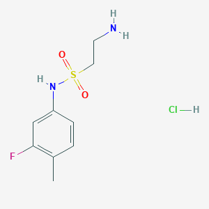 molecular formula C9H14ClFN2O2S B1520001 2-amino-N-(3-fluoro-4-methylphenyl)ethanesulfonamide hydrochloride CAS No. 1171345-34-8