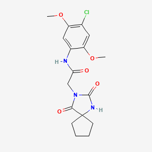 molecular formula C17H20ClN3O5 B15200048 N-(4-chloro-2,5-dimethoxyphenyl)-2-(2,4-dioxo-1,3-diazaspiro[4.4]nonan-3-yl)acetamide 