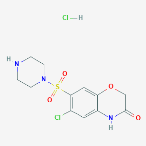 6-chloro-7-(piperazine-1-sulfonyl)-3,4-dihydro-2H-1,4-benzoxazin-3-one hydrochloride