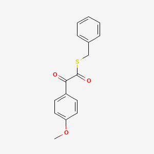 molecular formula C16H14O3S B15200134 Benzeneethanethioic acid, 4-methoxy-alpha-oxo-, S-(phenylmethyl) ester 