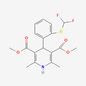 molecular formula C18H19F2NO4S B15200201 3,5-Pyridinedicarboxylic acid, 1,4-dihydro-4-(2-((difluoromethyl)thio)phenyl)-2,6-dimethyl-, dimethyl ester CAS No. 87240-31-1