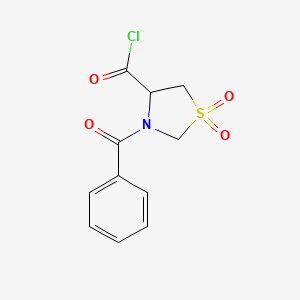molecular formula C11H10ClNO4S B1520026 3-Benzoyl-1,3-thiazolidine-4-carbonyl chloride 1,1-dioxide CAS No. 1105195-19-4