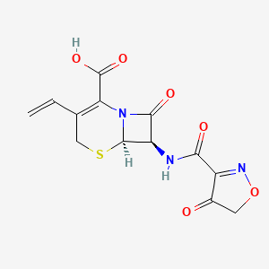 molecular formula C13H11N3O6S B15200261 (6R,7R)-8-Oxo-7-(4-oxo-4,5-dihydroisoxazole-3-carboxamido)-3-vinyl-5-thia-1-azabicyclo[4.2.0]oct-2-ene-2-carboxylic acid 