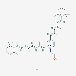 molecular formula C42H58ClNO B15200326 2-((1E,3E,5E,7E)-2,6-Dimethyl-8-(2,6,6-trimethylcyclohex-1-en-1-yl)octa-1,3,5,7-tetraen-1-yl)-1-(2-hydroxyethyl)-4-((1E,3E,5E)-4-methyl-6-(2,6,6-trimethylcyclohex-1-en-1-yl)hexa-1,3,5-trien-1-yl)pyridin-1-ium chloride 