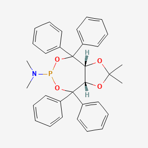 molecular formula C33H34NO4P B15200376 Rel-(3aR,6s,8aS)-N,N,2,2-tetramethyl-4,4,8,8-tetraphenyltetrahydro-[1,3]dioxolo[4,5-e][1,3,2]dioxaphosphepin-6-amine 