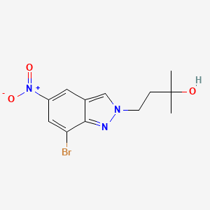 molecular formula C12H14BrN3O3 B15200405 4-(7-Bromo-5-nitro-2H-indazol-2-yl)-2-methylbutan-2-ol 