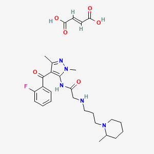 molecular formula C27H36FN5O6 B15200634 (E)-but-2-enedioic acid;N-[4-(2-fluorobenzoyl)-2,5-dimethylpyrazol-3-yl]-2-[3-(2-methylpiperidin-1-yl)propylamino]acetamide 