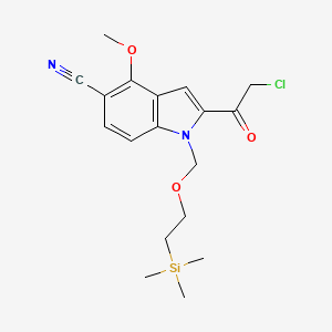 molecular formula C18H23ClN2O3Si B15200654 2-(2-chloroacetyl)-4-methoxy-1-((2-(trimethylsilyl)ethoxy)methyl)-1H-indole-5-carbonitrile 