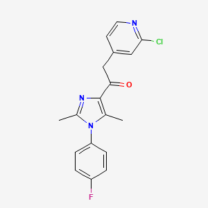 molecular formula C18H15ClFN3O B15200660 2-(2-Chloropyridin-4-yl)-1-(1-(4-fluorophenyl)-2,5-dimethyl-1H-imidazol-4-yl)ethanone 