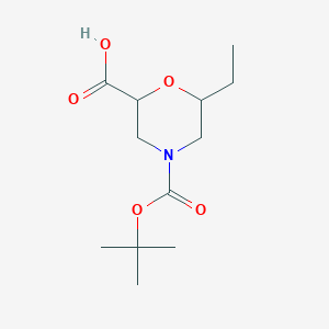 molecular formula C12H21NO5 B15200697 4-(tert-Butoxycarbonyl)-6-ethylmorpholine-2-carboxylic acid 