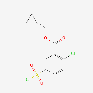 molecular formula C11H10Cl2O4S B15200724 Cyclopropylmethyl 2-chloro-5-(chlorosulfonyl)benzoate 