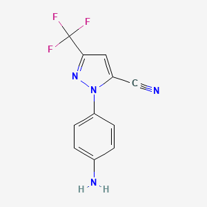 molecular formula C11H7F3N4 B15200776 4-(5-cyano-3-trifluoromethyl-1H-pyrazol-1-yl)aniline 