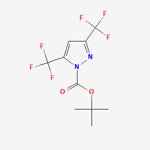 molecular formula C10H10F6N2O2 B15200812 3,5-Bis-trifluoromethyl-pyrazole-1-carboxylic acid tert-butyl ester CAS No. 1414958-98-7