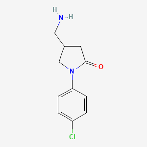 molecular formula C11H13ClN2O B1520089 4-(Aminomethyl)-1-(4-chlorophenyl)pyrrolidin-2-one CAS No. 1082524-78-4