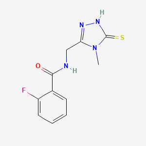 molecular formula C11H11FN4OS B15200890 2-Fluoro-N-(5-mercapto-4-methyl-4H-[1,2,4]triazol-3-ylmethyl)-benzamide 