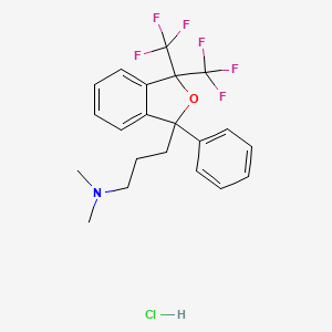 molecular formula C21H22ClF6NO B15200988 N,N-dimethyl-3-[1-phenyl-3,3-bis(trifluoromethyl)-2-benzofuran-1-yl]propan-1-amine;hydrochloride CAS No. 29138-42-9