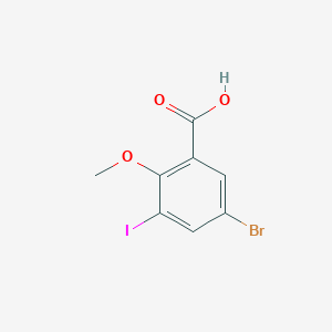 molecular formula C8H6BrIO3 B1520100 5-Bromo-3-iodo-2-methoxybenzenecarboxylic acid CAS No. 1198475-45-4