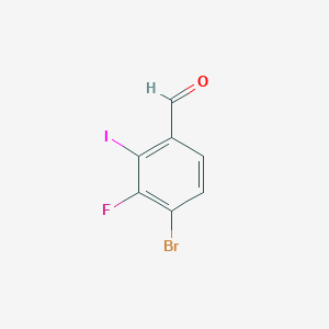 molecular formula C7H3BrFIO B15201179 4-Bromo-3-fluoro-2-iodobenzaldehyde 