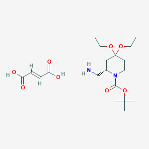 molecular formula C19H34N2O8 B15201261 (2S)-2-(Aminomethyl)-4,4-diethoxypiperidine fumarate, N1-BOC protected 